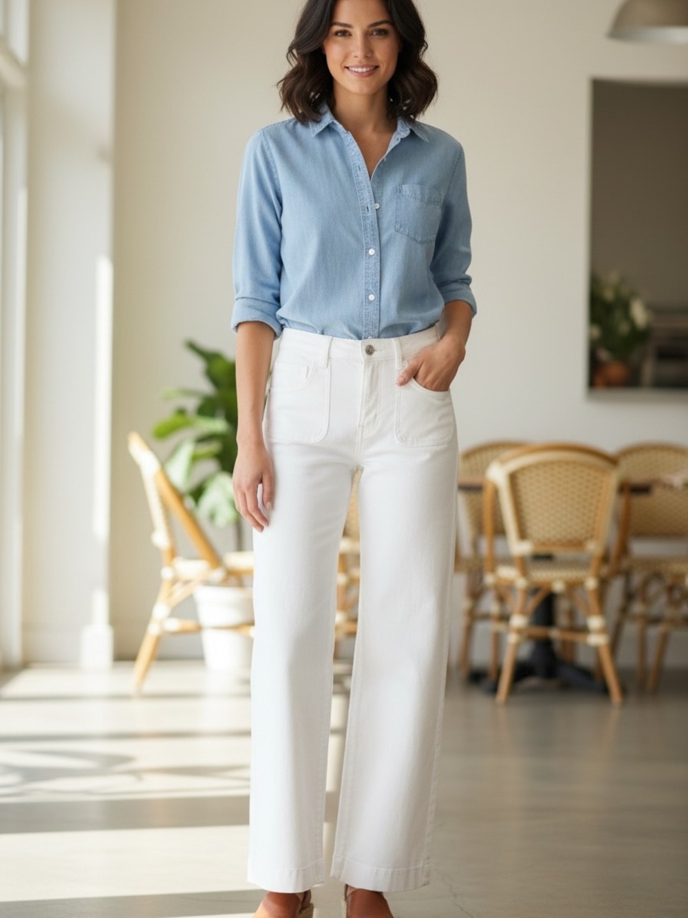 NWT - LC Lauren Conrad White Super High Rise Wide Leg Jeans Size 6